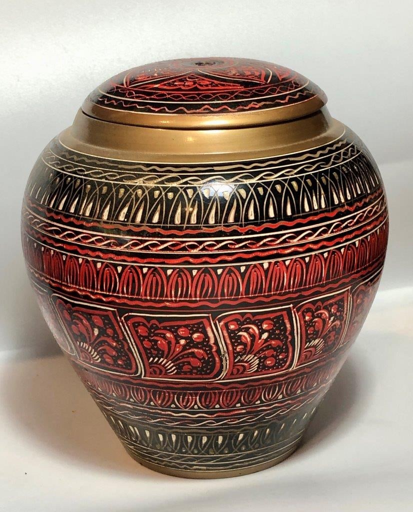 Hand-Painted Wooden Urn Jar (5.5 x 4.5 inches, 370g) - Multicolored Floral & Geometric Home Decor: Hand-Painted Wooden Urn Jar (5.5 x 4.5 inches, 370g) - Multicolored Floral & Geometric Home Decor FREE SHIPPING:
