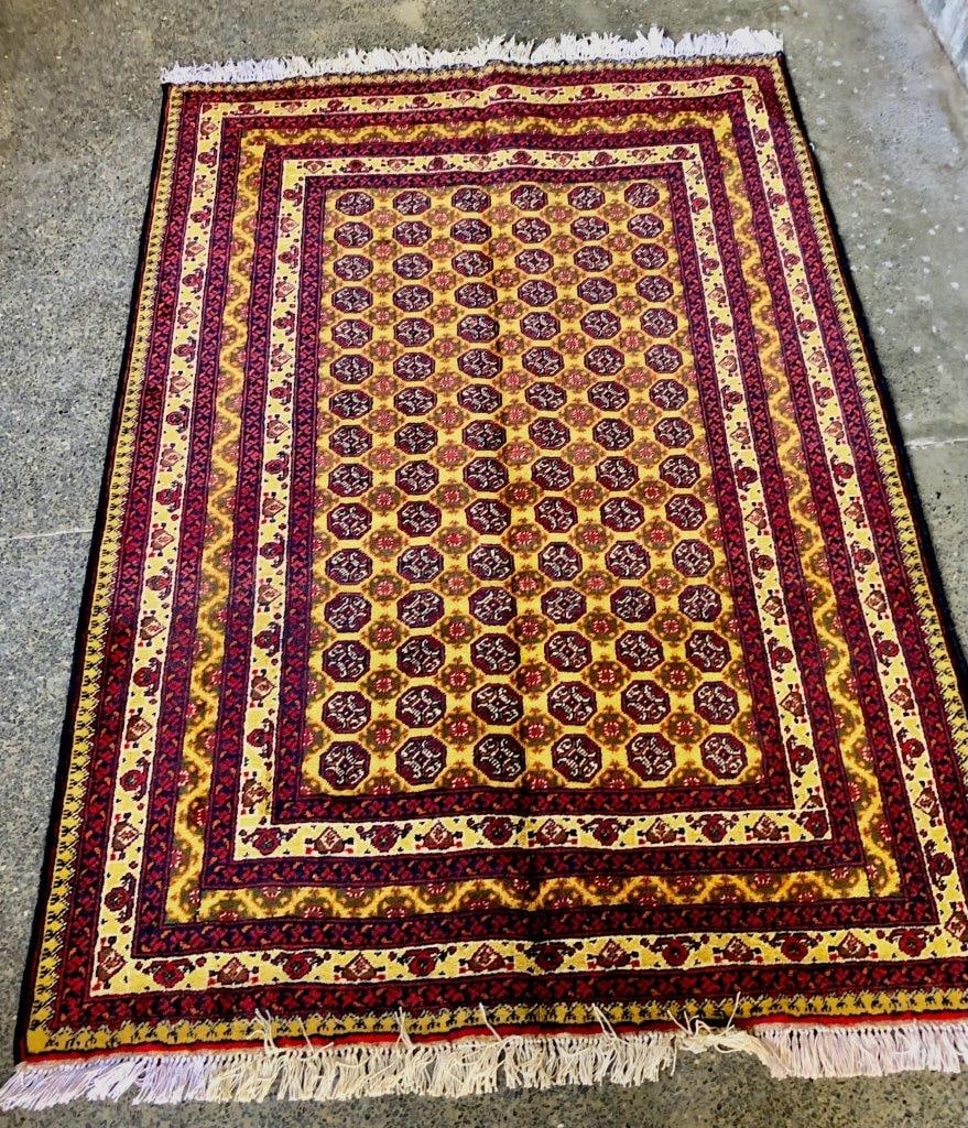 Turkaman Afghan Handmade Rug , Wool Rug, Area Rug 3' X 5': Turkaman Afghan Handmade Rug , Wool Rug, Area Rug 3' X 5'Shipping rates are determined by Parcel weight and destination.Combined shipping: We offer combine shipping on multiple items purchased to redu