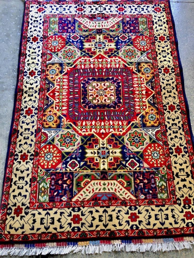 Turkmen Hand-Knotted rug, Afghan High Pile Vintage Carpet 3' X 5': Turkmen Hand-Knotted rug, Afghan High Pile Vintage Carpet 3' X 5'Shipping rates are determined by Parcel weight and destination.Combined shipping: We offer combine shipping on multiple items purchased