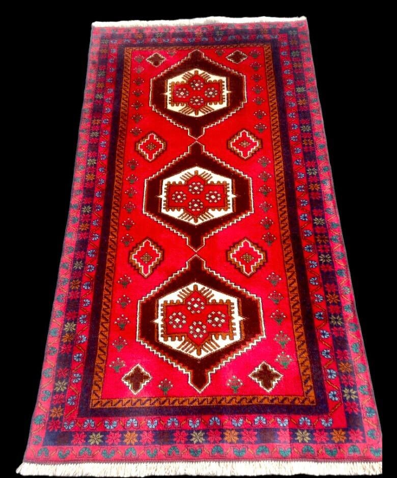 Antique Turkmen Ersari Bukhara rug, Red Vintage Afghan Handmade Wool Area rug, Bedroom Rug, Oriental (1 of 1)