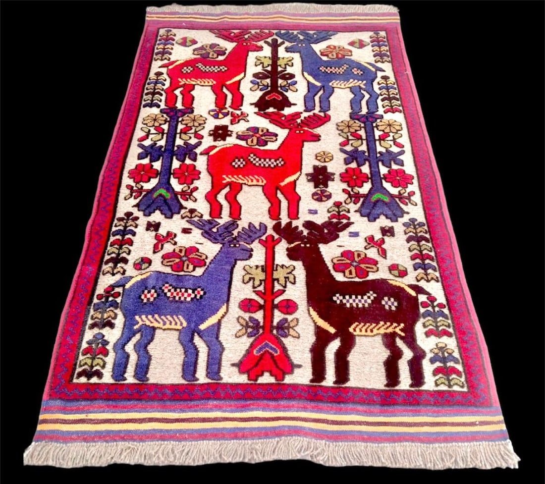 4' x 6' Pictorial Area Rug, Afghan Handmade Animal Print Pattern For Bedroom, Baloch Rug, Rugs For: 4' x 6' Pictorial Area Rug, Afghan Handmade Animal Print Pattern For Bedroom, Baloch Rug, Rugs For BedroomShipping: 50$ rates are determined by Parcel weight and destination.Combined shipping: We offe