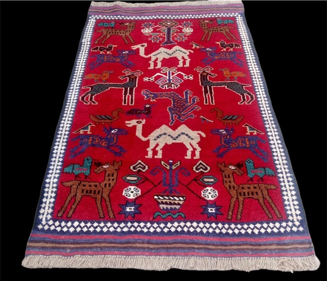 4' x 6' Afghan Handmade Animal Print Pattern For Bedroom, Baloch Rug: 4' x 6' Afghan Handmade Animal Print Pattern For Bedroom, Baloch RugShipping: 50$ rates are determined by Parcel weight and destination.Combined shipping: We offer combine shipping on multiple items p