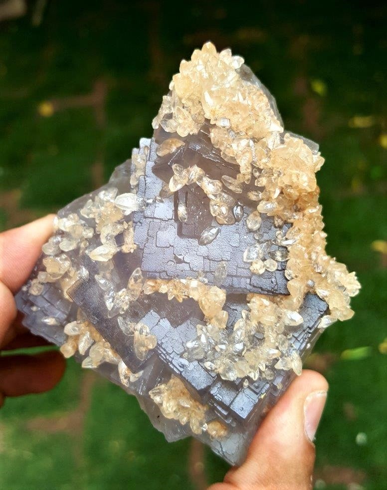 Fluorite With Calcite Cluster - 261 Grams - 2