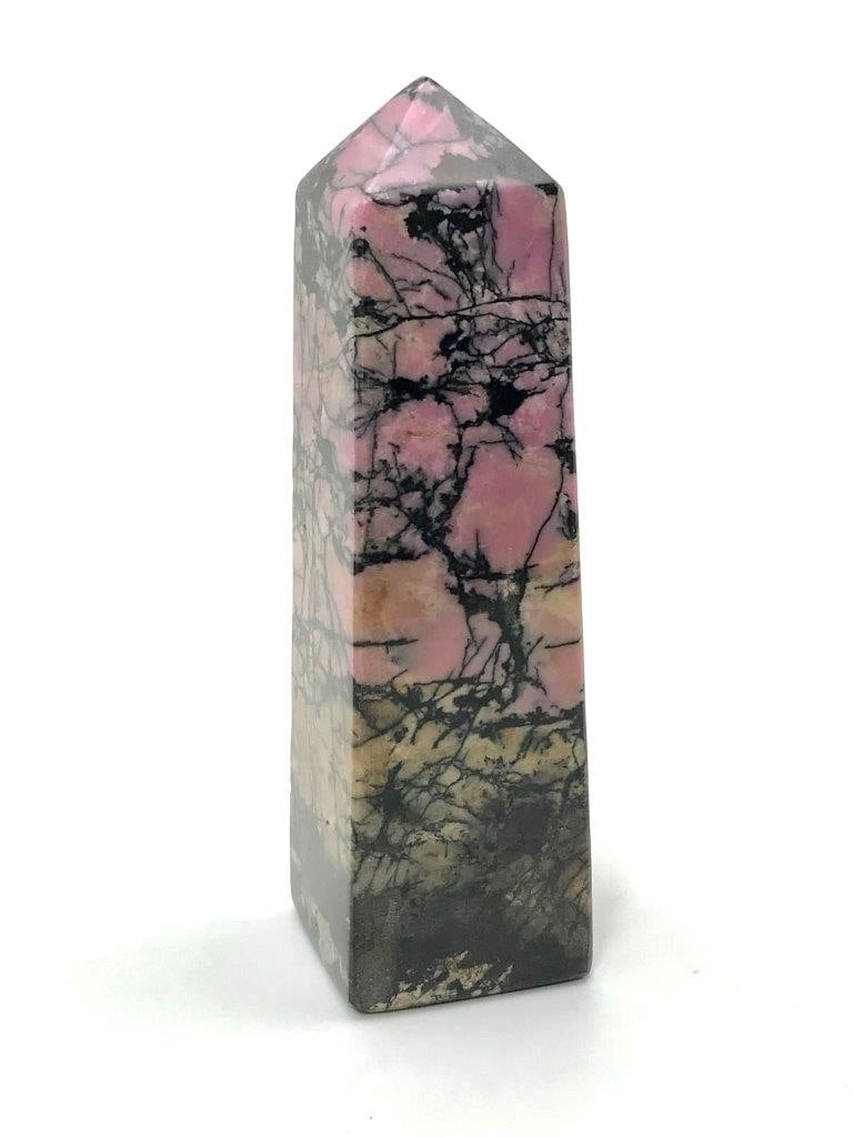 295 grams Natural Rhodonite Tower Pink & Black Polished Crystal - 110X30X25 mm: 295 grams Natural Rhodonite Tower Pink & Black Polished Crystal - 110X30X25 mmShipping Rate: FREE SHIPPING .shipping rates are determined by Parcel weight and destination.Combined shipping: We offer c