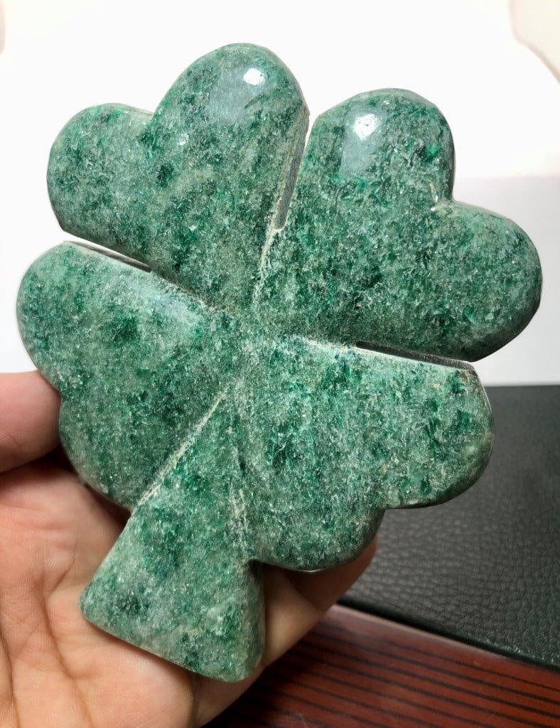 305 Grams Natural Green Aventurine Carved Leaf Polished Crystal Stone - 4.5X3.7X0.5 INCH (1 of 4)