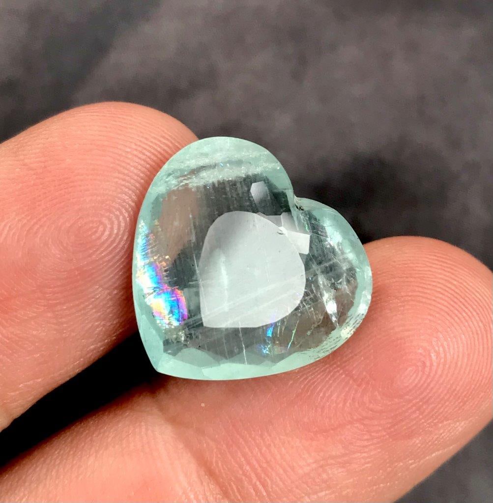 11.35 Carats Natural Aquamarine Heart Cut Gemstone Fine Blue Loose Stone - 17X18X7 mm (1 of 5)