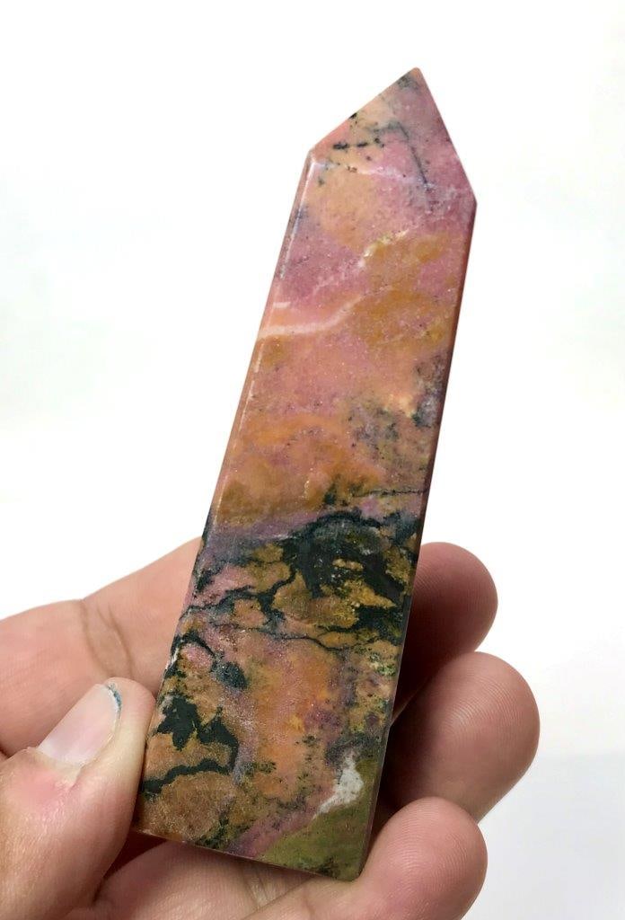 Natural Pink Rhodonite Tower Beautiful Black Matrix Crystal - 181.55 Grams - 93X29X28 mm (1 of 7)
