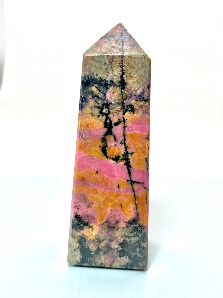 Natural Rhodonite Obelisk Tower Polished Pink Healing Crystal - 145.40 Grams - 80X20X19 mm (1 of 6)