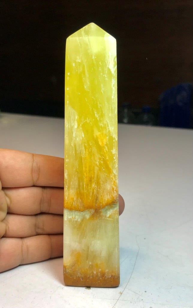 Natural Banded Calcite Tower Polished Crystal Obelisk 255 Grams (1 of 5)