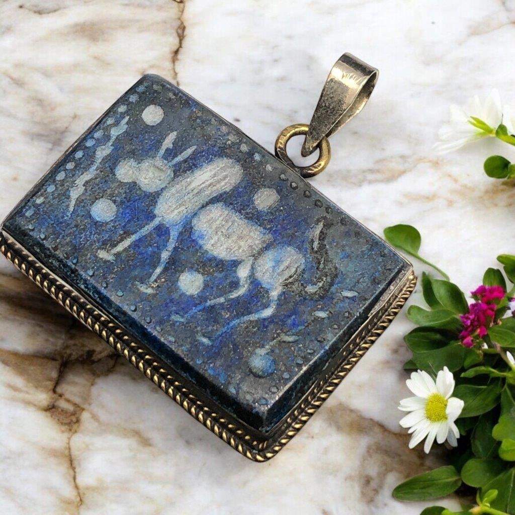 Antique Old Style Lapis Pendant - 3