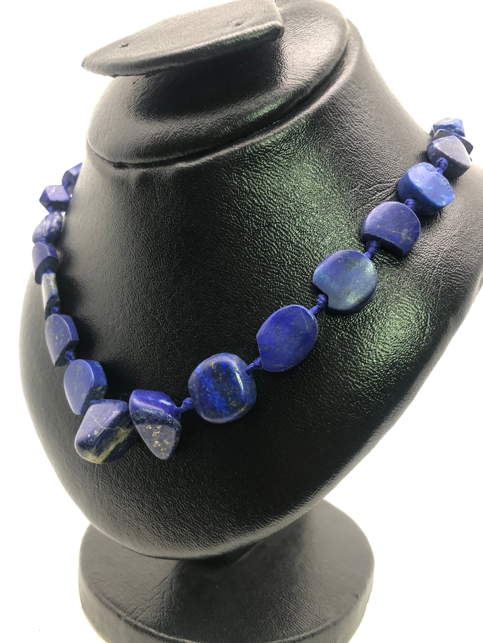 Lapis Lazuli Carved Tumblr Necklace ? Natural Blue Gemstone ? Vintage Estate Jewelry (1 of 4)