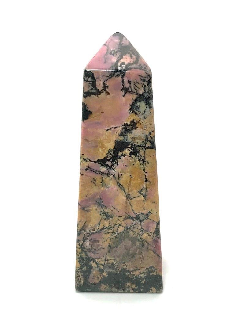 336 Grams Natural Rhodonite Tower Pink Black Crystal Mineral - 111X40X30 mm (1 of 6)