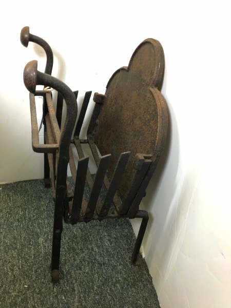 Fireplace Grate: Fireplace Grate insert, tall, with high back, 2 large front ball accents, iron, 21" l x 18" d x 30" h