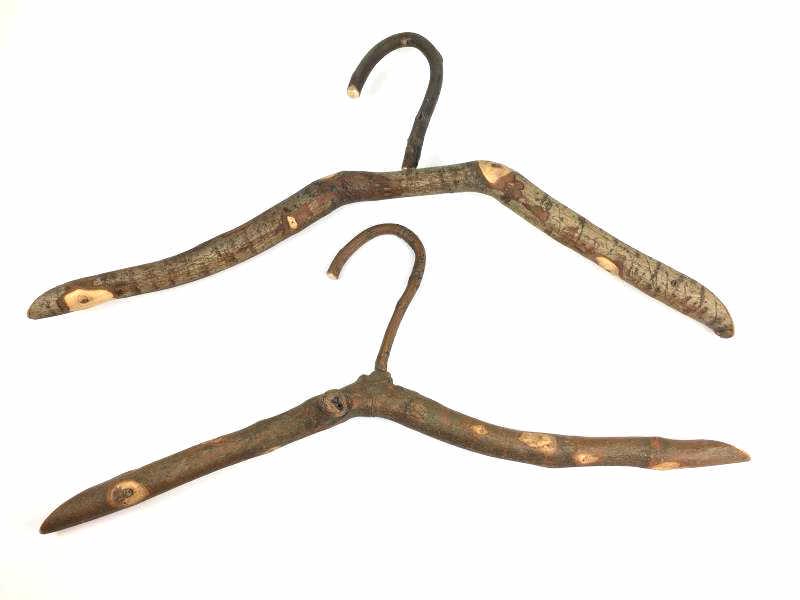 2 Large Folk Art Twig Wooden Coat Hangers: 2 Large Folk Art Twig Wooden Coat Hangers