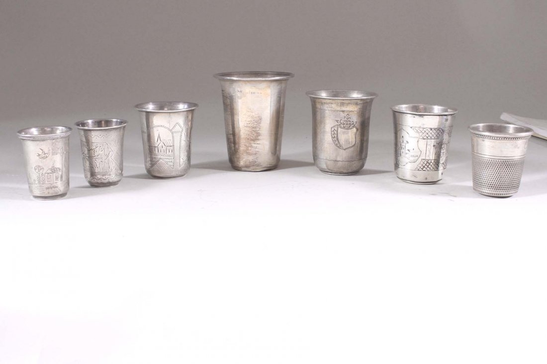 Lot of antique silver Kiddush cups. (1 of 3)