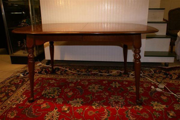 Queen Anne style Dining Table: Queen Anne style Dining Table in Solid Cherry, 80 ½" long includes 3 leaves