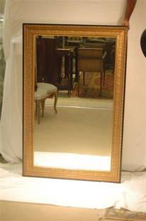 GILT FRAMED MIRROR: LEAF MOTIF GILT FRAMED MIRROR, 62" TALL, 40 ½" WIDE