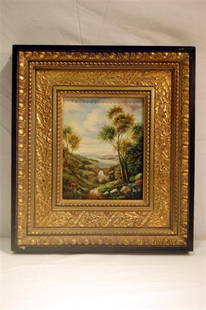 TWO MODERN OILS ON PANEL: TWO MODERN OILS ON PANEL – LANDSCAPE SCENES WITH RIVER & BRIDGE – 8" X 10"