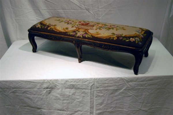 19 C LOUIS XV FRENCH WALNUT BENCH WITH FLORAL NEE - 2