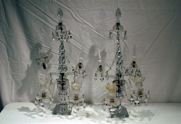 PR CRYSTAL GIRONDLES, 23 1/2" TALL - MANY DAMAGES