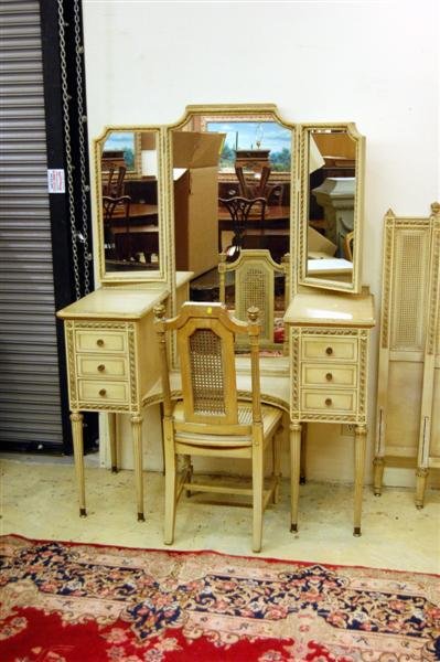 FIVE PIECE LOUIS XVI STYLE MAHOGANY BEDROOM SUITE