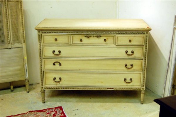 FIVE PIECE LOUIS XVI STYLE MAHOGANY BEDROOM SUITE - 3