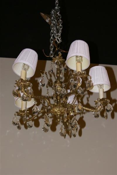 BRASS FIVE ARM CHANDELIER - 2