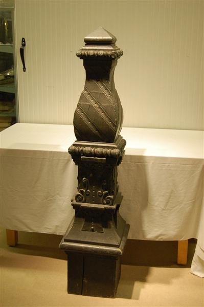 VICTORIAN OAK NEWEL POST - 61" tall - 14 1/4" squar