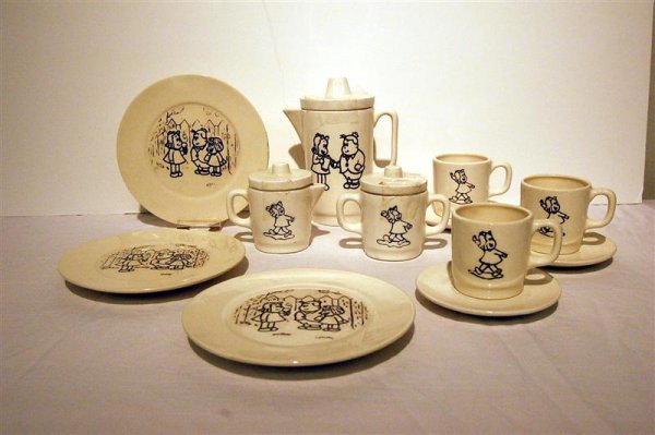 LITTLE LULU CHILD'S DISHES - TEAPOT, CREAM, SUGAR, 3