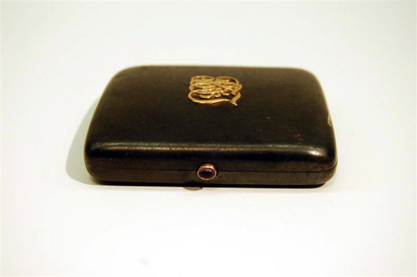 STEEL CIGARETTE CASE - CONTOUR WITH JEWELED CLASP - 2