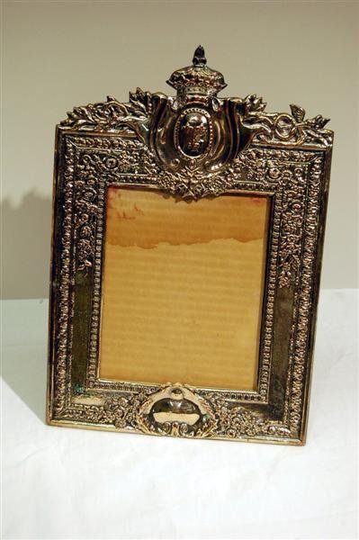 VICTORIAN SILVERPLATED FRAME - EMBOSSED FLOWERS & 