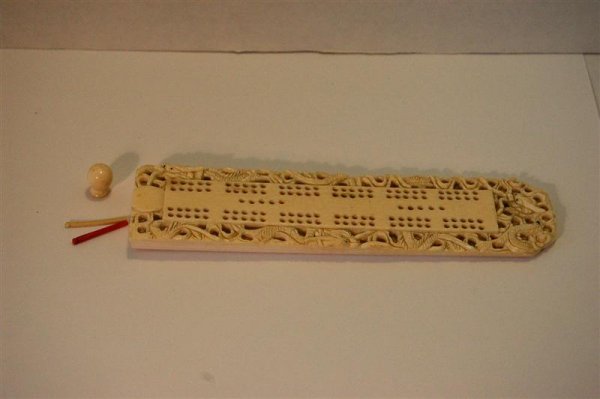 ORIENTAL CRIBBAGE GAME, DRAGON CARVED - 2