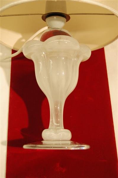 ART GLASS LAMP SIGNED DAUM FRANCE - 15 3/4" T