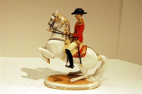 AUSTRIAN PORCELAIN HORSE & RIDER FIGURE - 1926 - 1