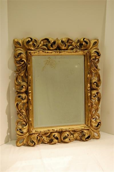 GILT ITALIAN CARVED WOOD MIRROR - 26" x 21"