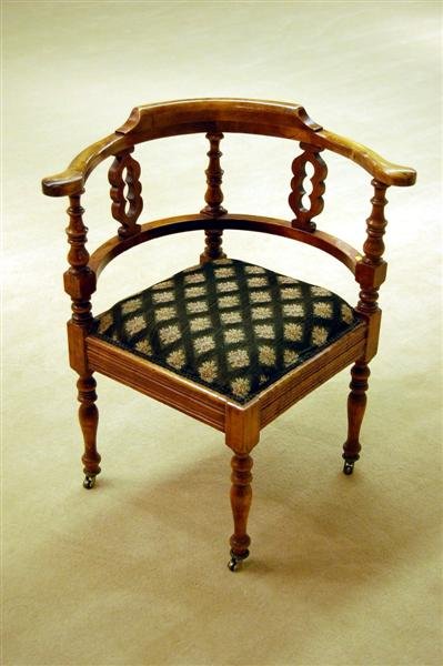 LATE VICTORIAN CORNER CHAIR W/ SLIP SEAT - 37"