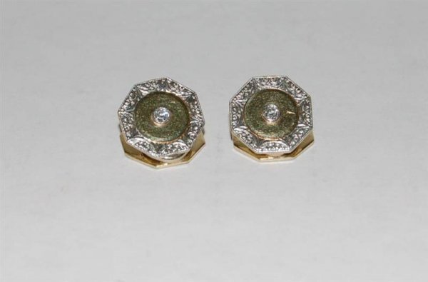 PAIR OF GOLD REVERSIBLE EARRINGS - TWO COLORED GOL
