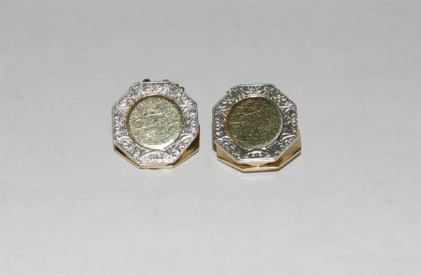 PAIR OF GOLD REVERSIBLE EARRINGS - TWO COLORED GOL - 2