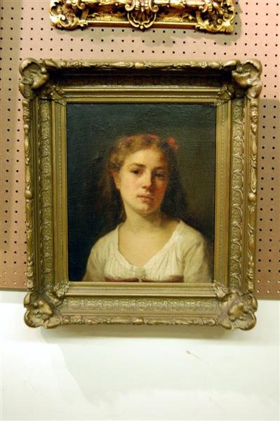 GILT FRAMED OIL ON PANEL - PORTRAIT OF YOUNG GIRL,
