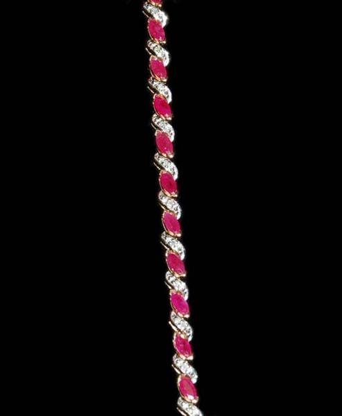 14K YELLOW GOLD, RUBY & DIAMOND TENNIS BRACELET -