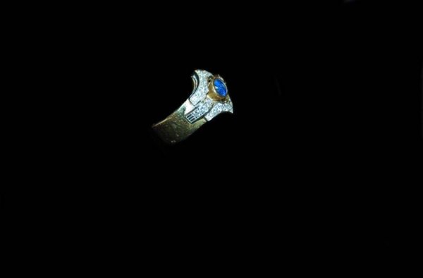 SAPPHIRE & DIAMOND RING, 18K YELLOW GOLD & WHITE G - 2