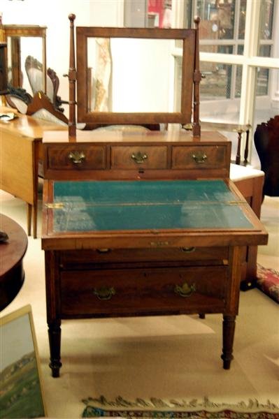 MAHOGANY HEPPLEWHITE INLAID FOLD OVER TOP DESK W/ - 2