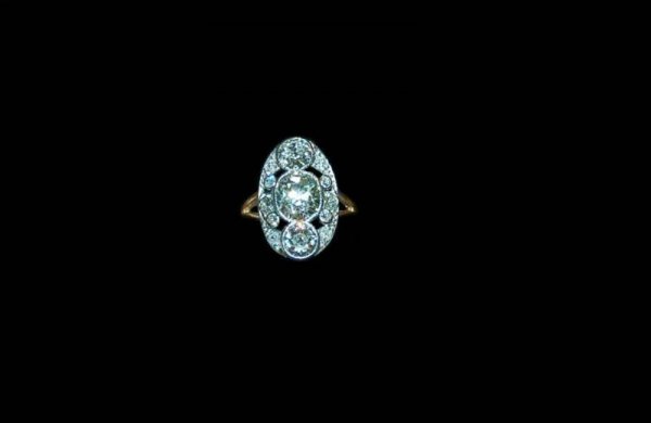 ANTIQUE PLATINUM,, 14K YELLOW GOLD & DIAMOND RING - 2