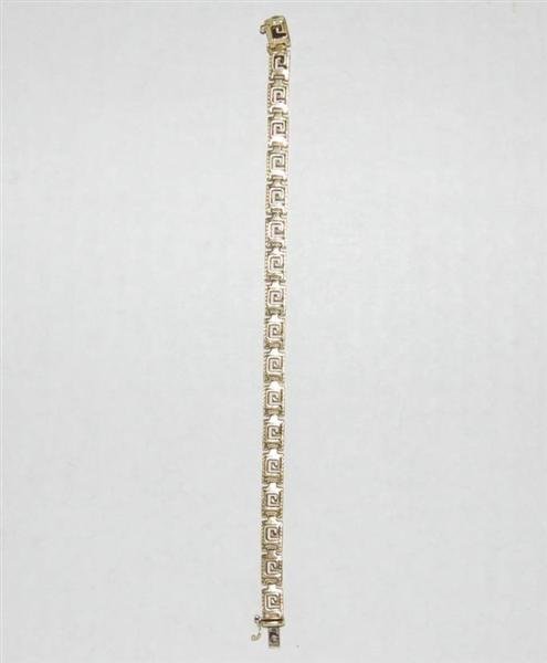 14K YELLOW GOLD GREEK KEY BRACELET - 7 1/22" LONG