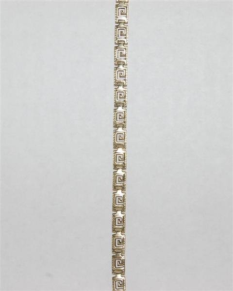 14K YELLOW GOLD GREEK KEY BRACELET - 7 1/22" LONG - 2