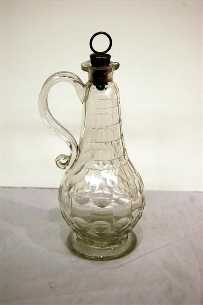 19TH CENTURY BLOWN GLASS CRUET WITH CUT DECORATION