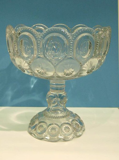 AMERICAN PATTERN GLASS COMPOTE - MOON & STAR PATTE - 2