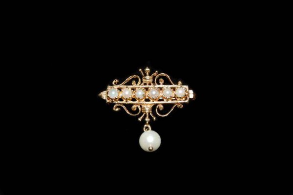 14K YELLOW GOLD & PEARL PIN/ PENDANT WITH PEARL DR