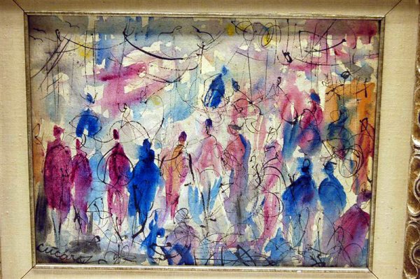 OIL ON CANVAS - STREET FAIR - BY CUCARO - 11 3/4"