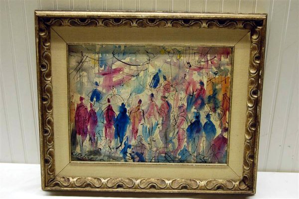 OIL ON CANVAS - STREET FAIR - BY CUCARO - 11 3/4" - 2